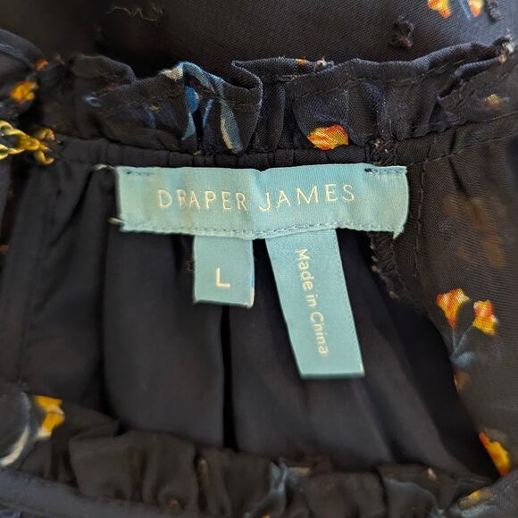 Draper James Blue Floral Chiffon Keyhole Blouse Large - Picture 5 of 5